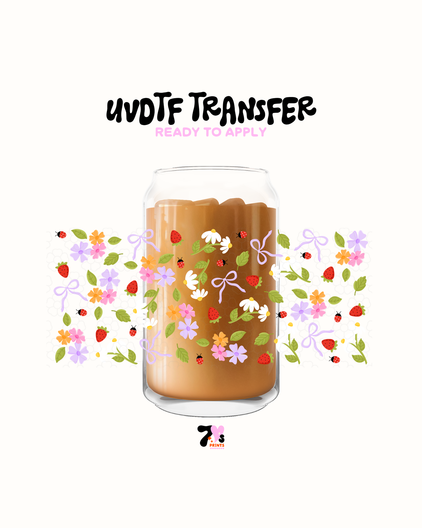 Strawberries and purple bows - UVDTF Wrap