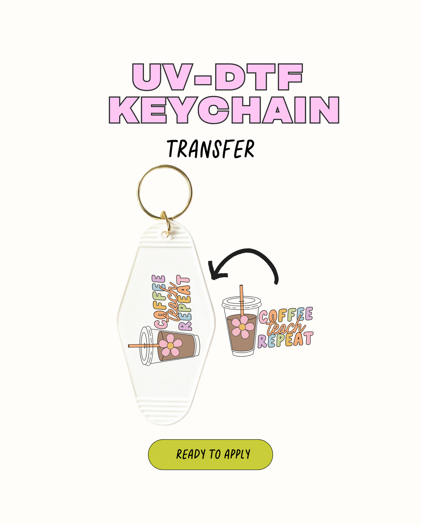 Coffee Teach Repeat - UVDTF Keychain