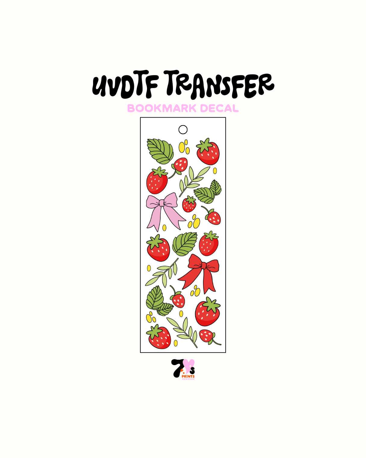 Strawberry bows - UVDTF Bookmark Decal