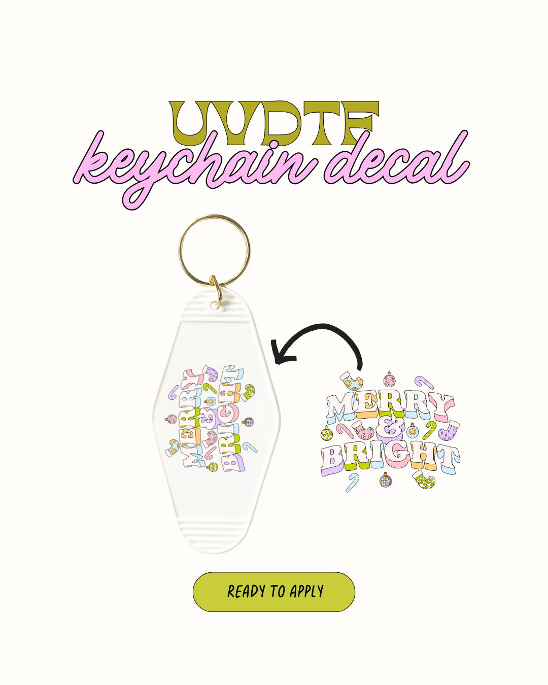 Merry bright - Keychain Decal Set of 5 UVDTF