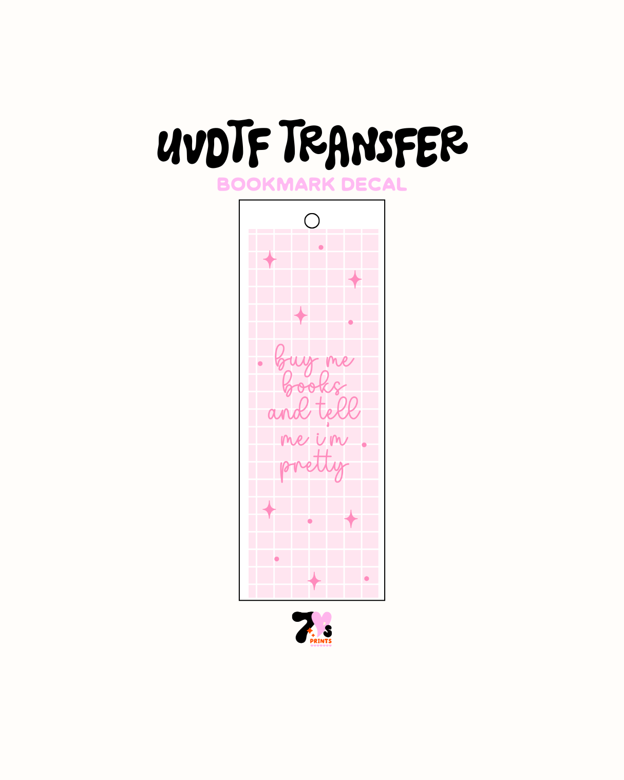 Buy me books pink squares - UVDTF Bookmark Decal