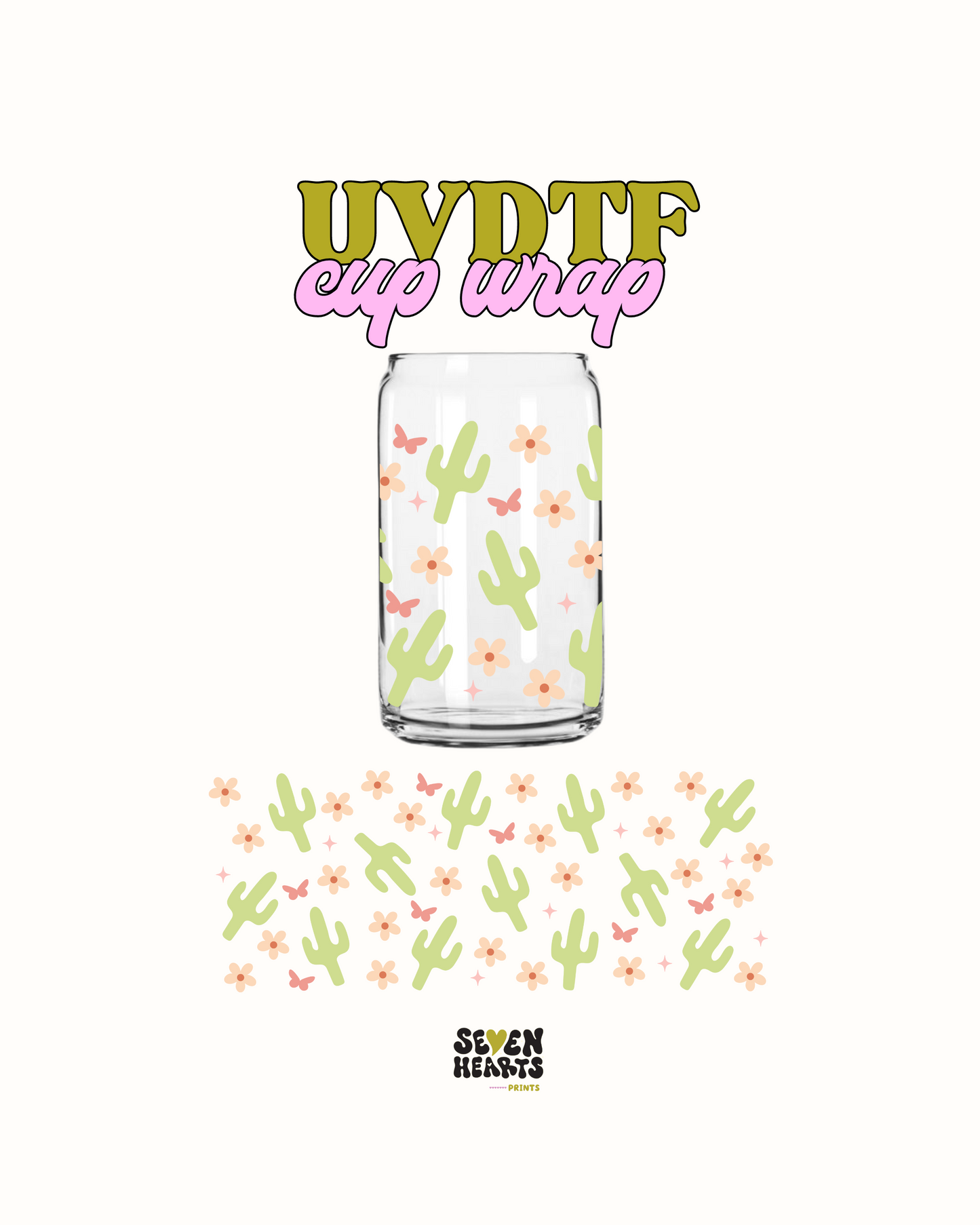 Cactus and flowers - UVDTF