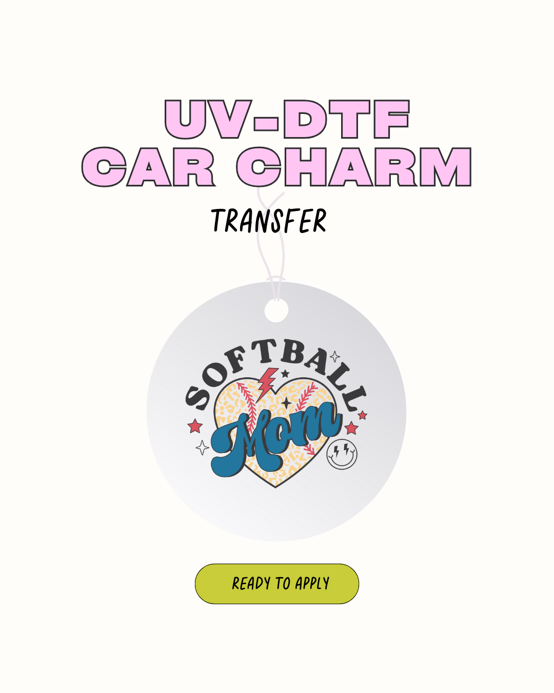 Mamá de Softbol - Calcomanía de encanto de coche