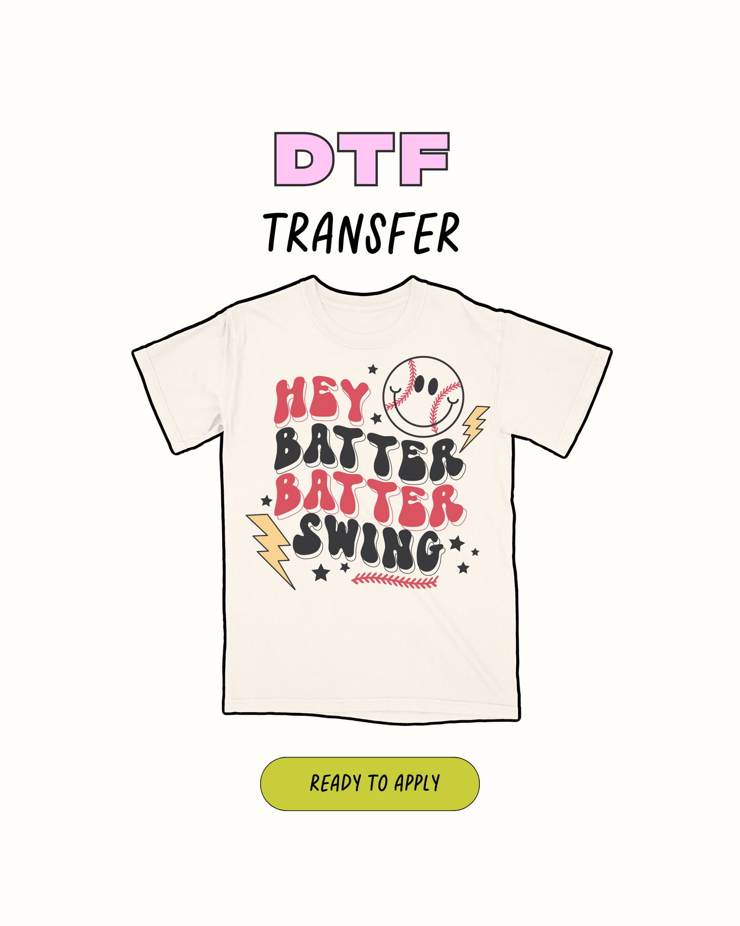 Hola bateador swing - Transferencia DTF
