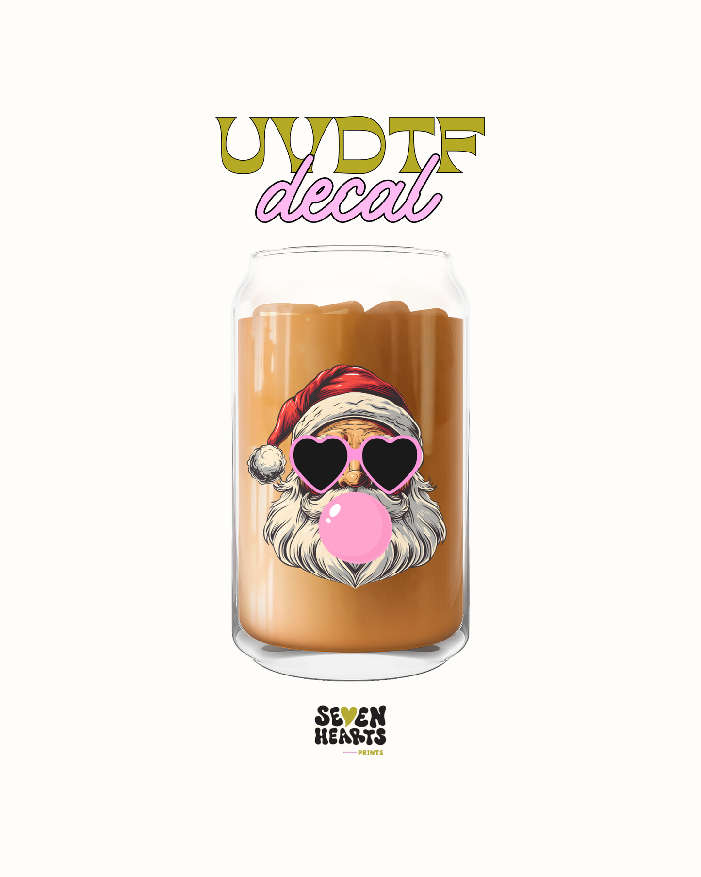 Santa clause hearts glasses - UVDTF Decal