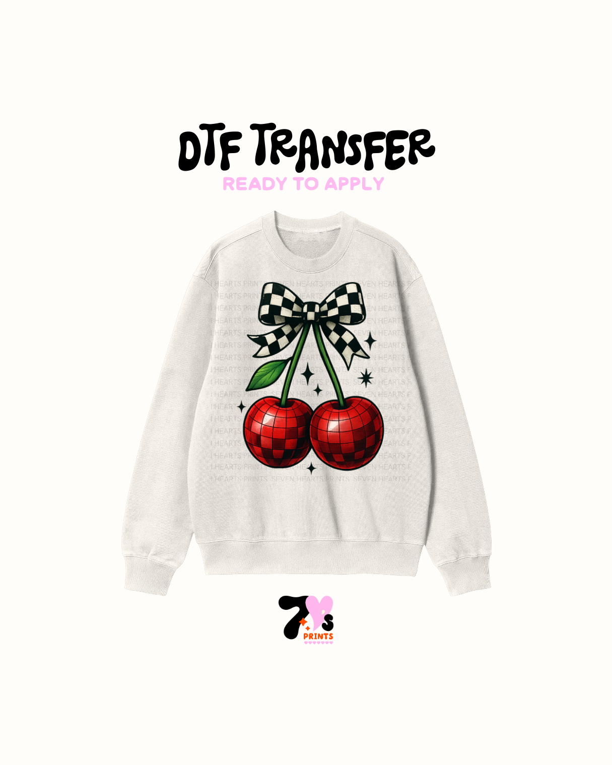 Cherry checker bow DTF Transfers