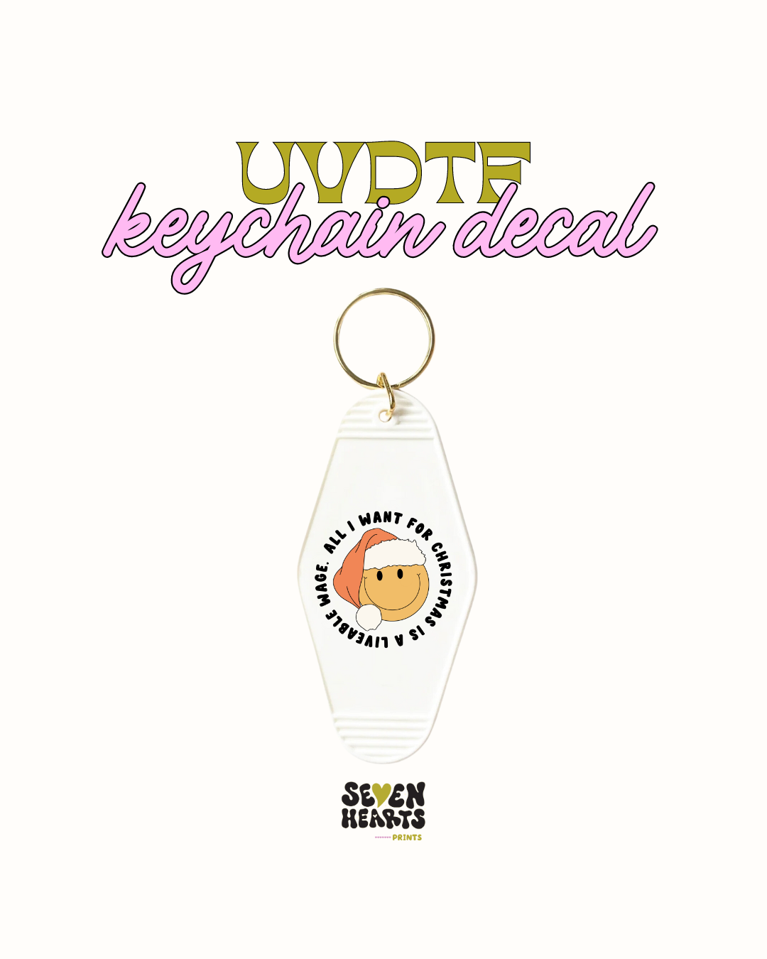 All I want for Christmas is a good living wage Keychain Decal Set of 5 UVDTF