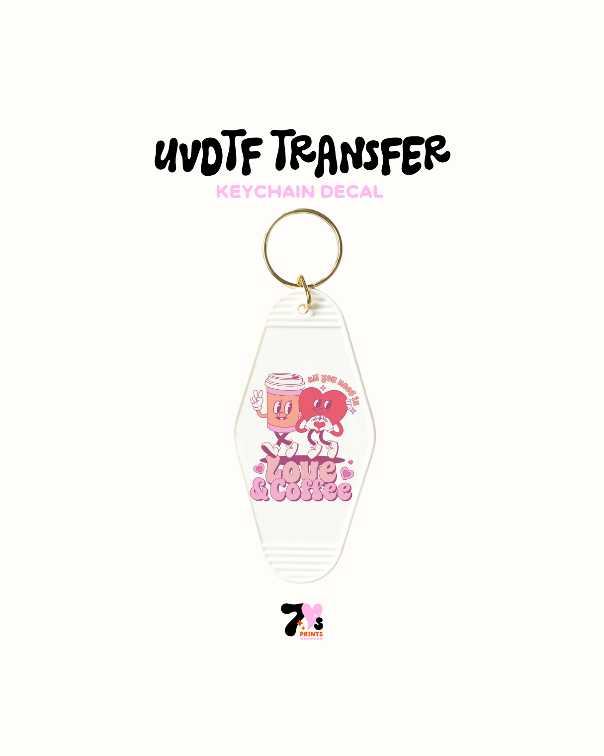 Love and coffee - Keychain Decal Set of 5 UVDTF