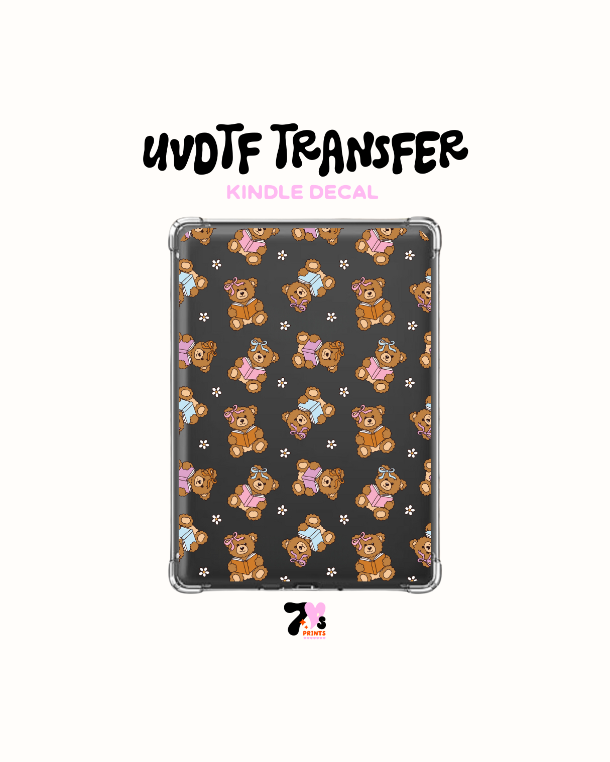 Bear and Books - UVDTF Kindle Decal