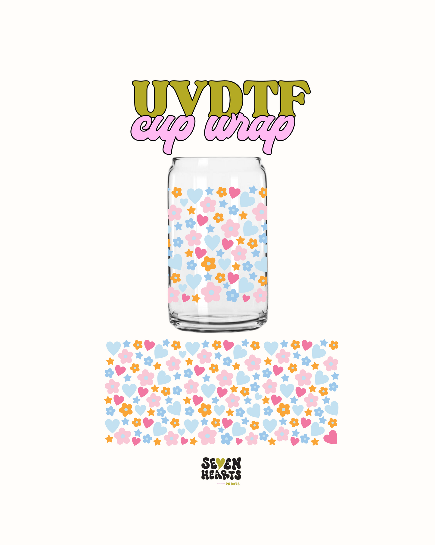 Corazones y flores - UV DTF