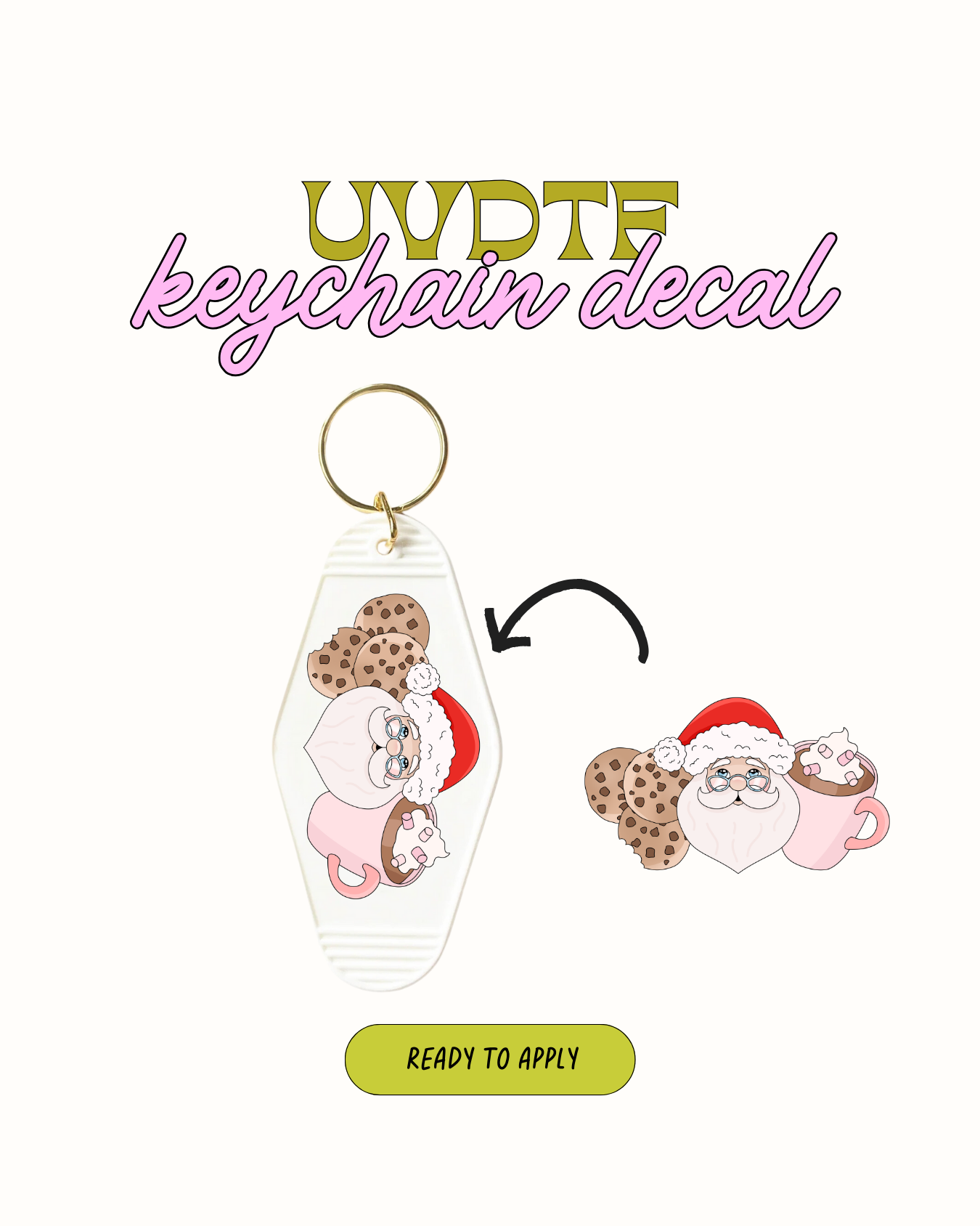 Santa and coffee - UVDTF Keychain