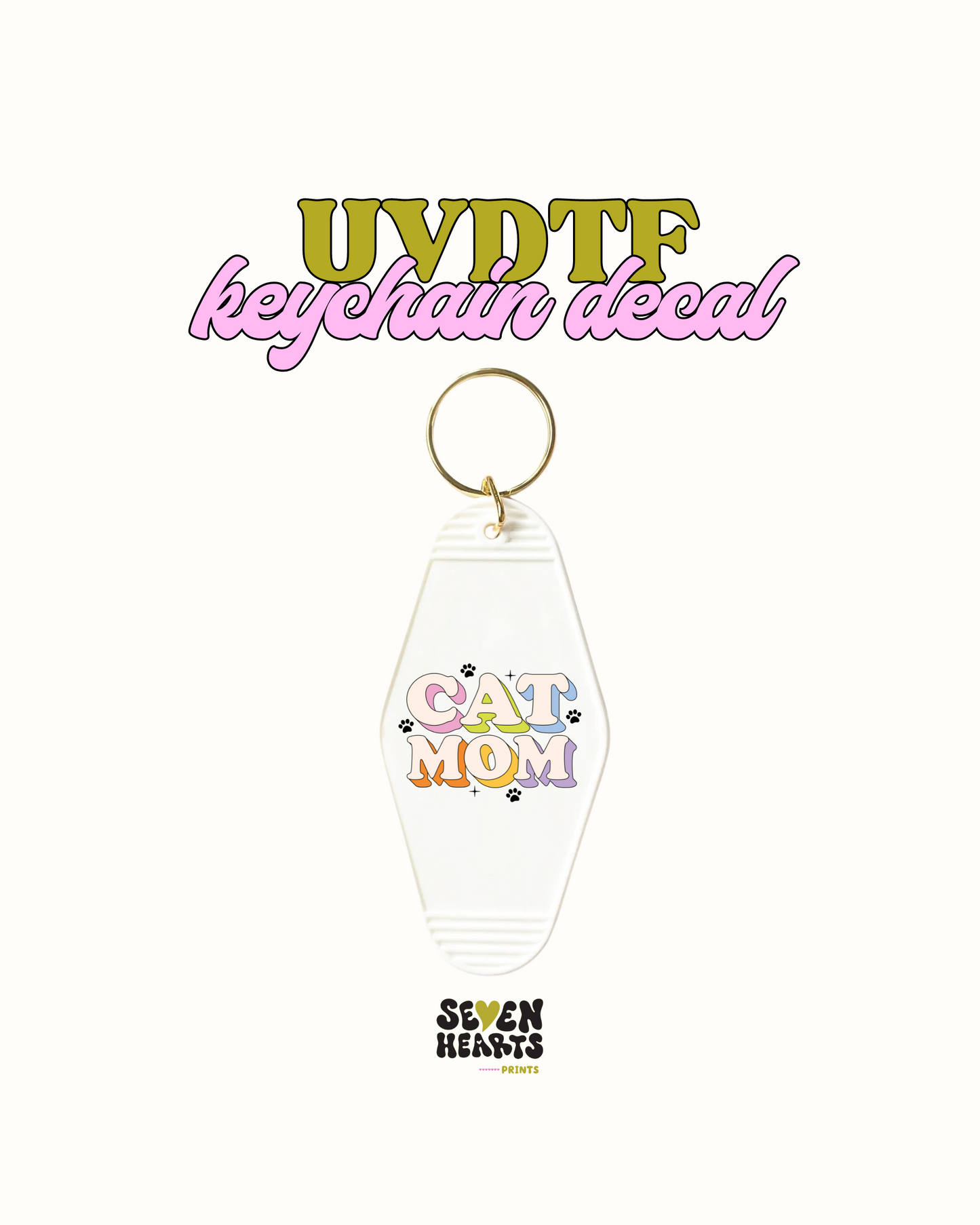 Cat mom - UVDTF Keychain