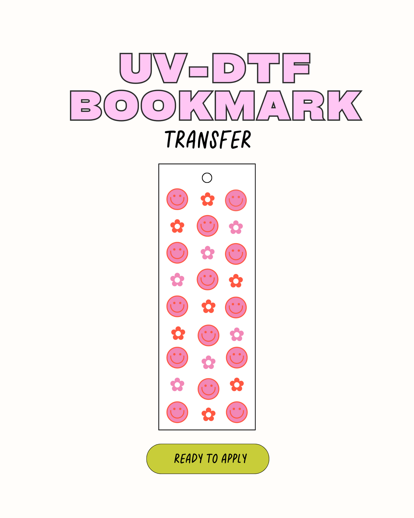Happy Face - UVDTF Bookmark Decal