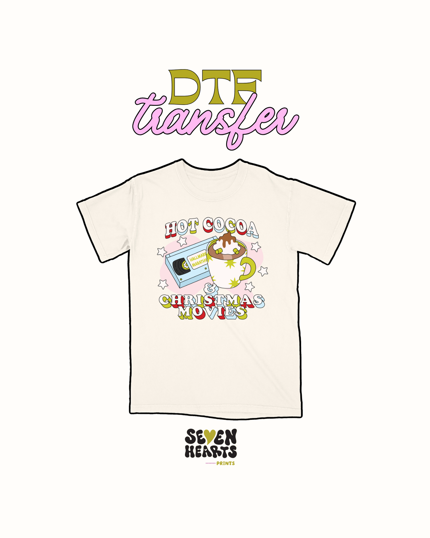 hot cocoa pink xmas movies - DTF Transfer