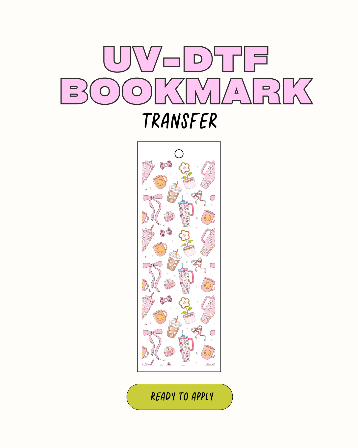 bows and coffee - UVDTF Bookmark Decal