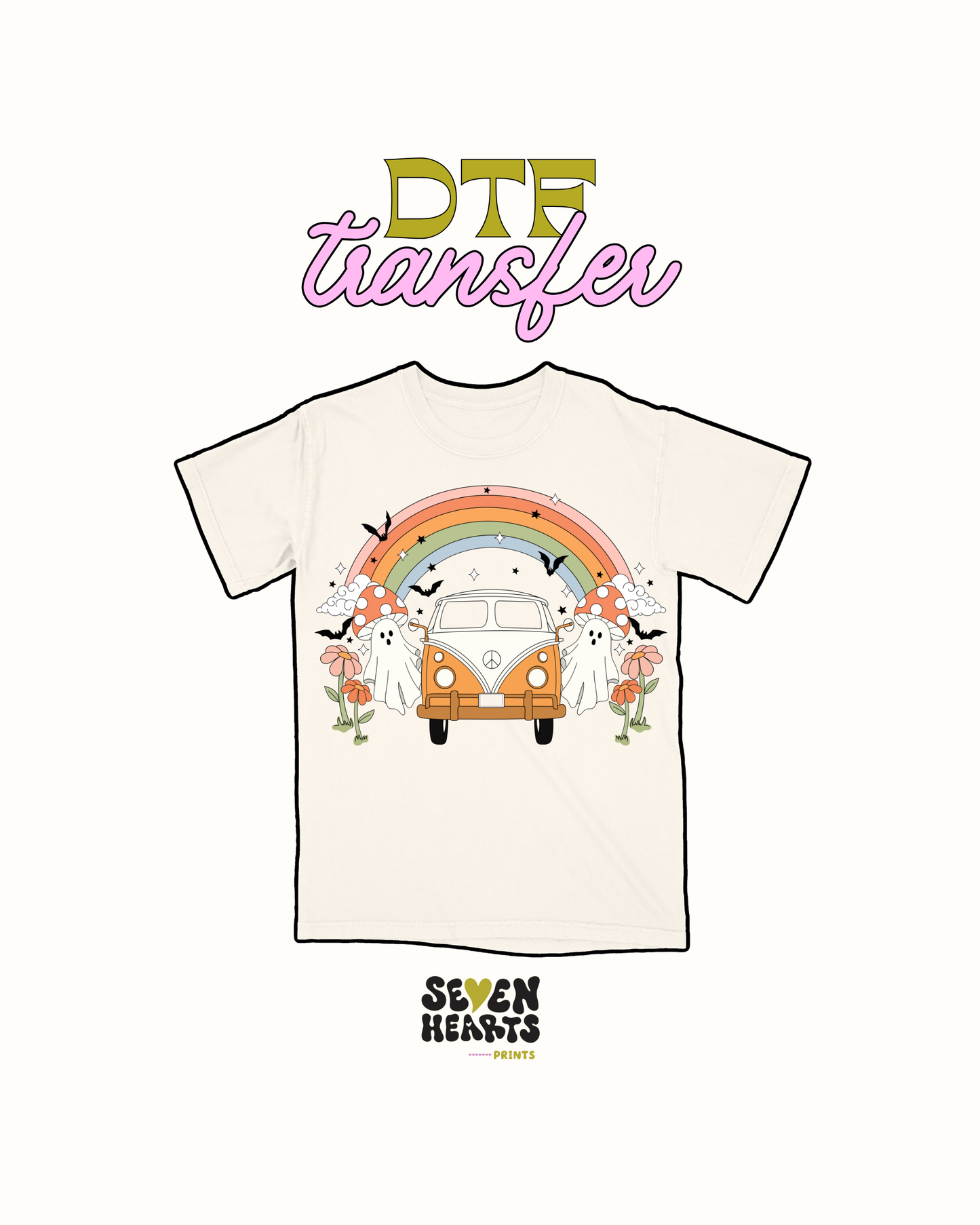 Rainbow ghosty van - DTF Transfer