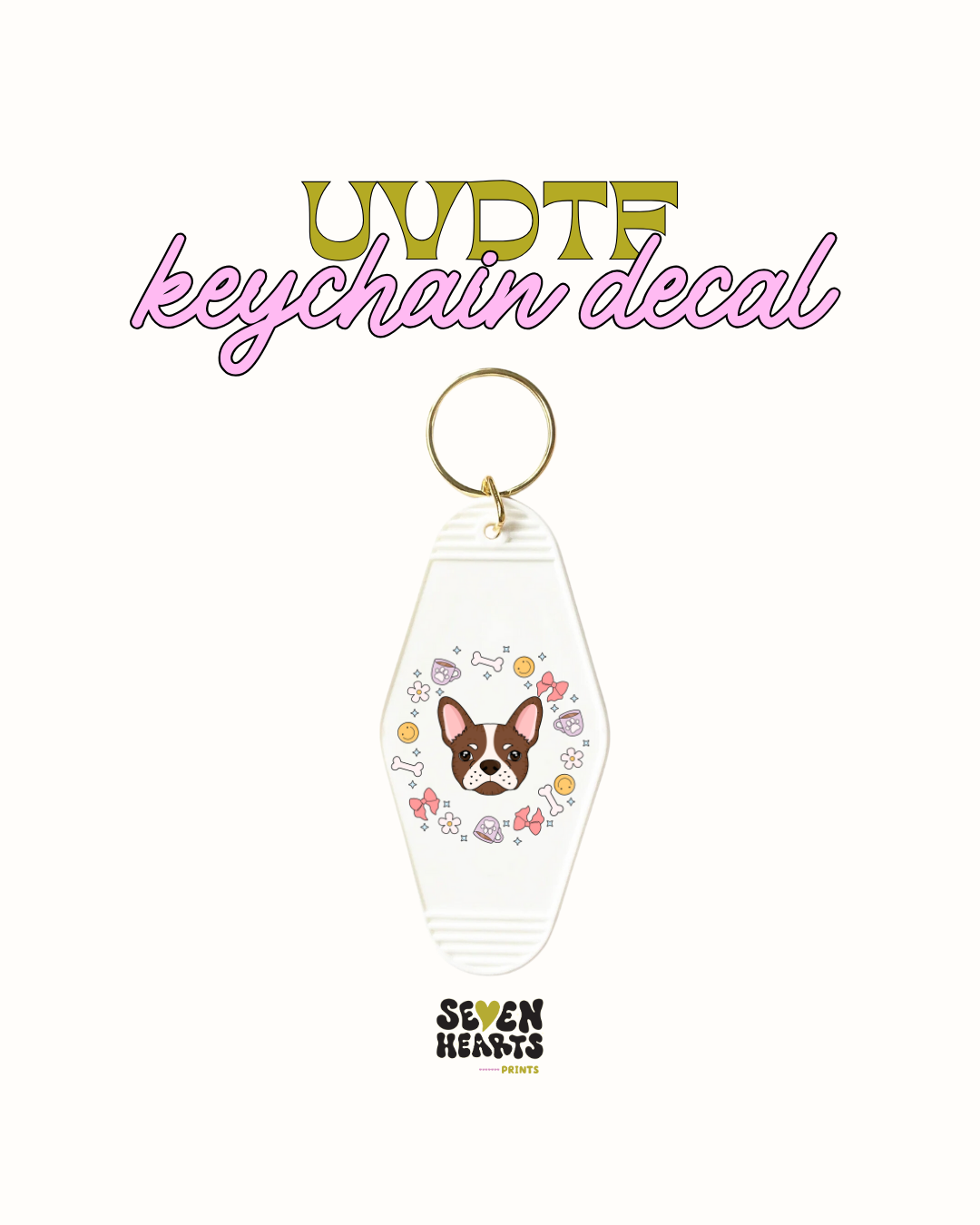 Brown and white boxer - UVDTF Keychain