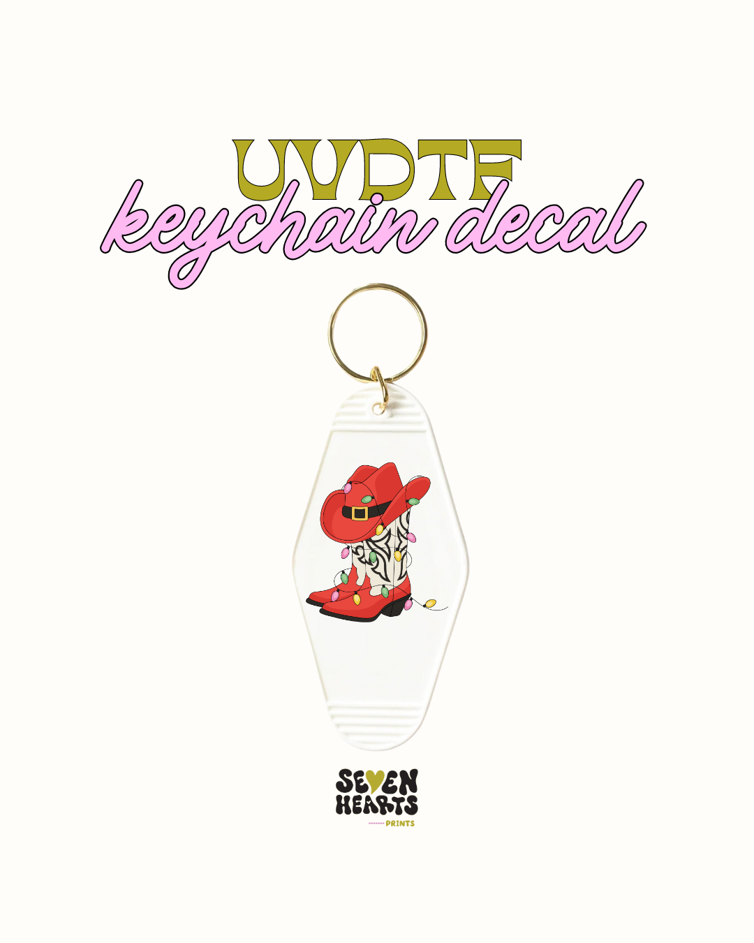 Howdy red xmas boots - Keychain Decal Set of 5 UVDTF