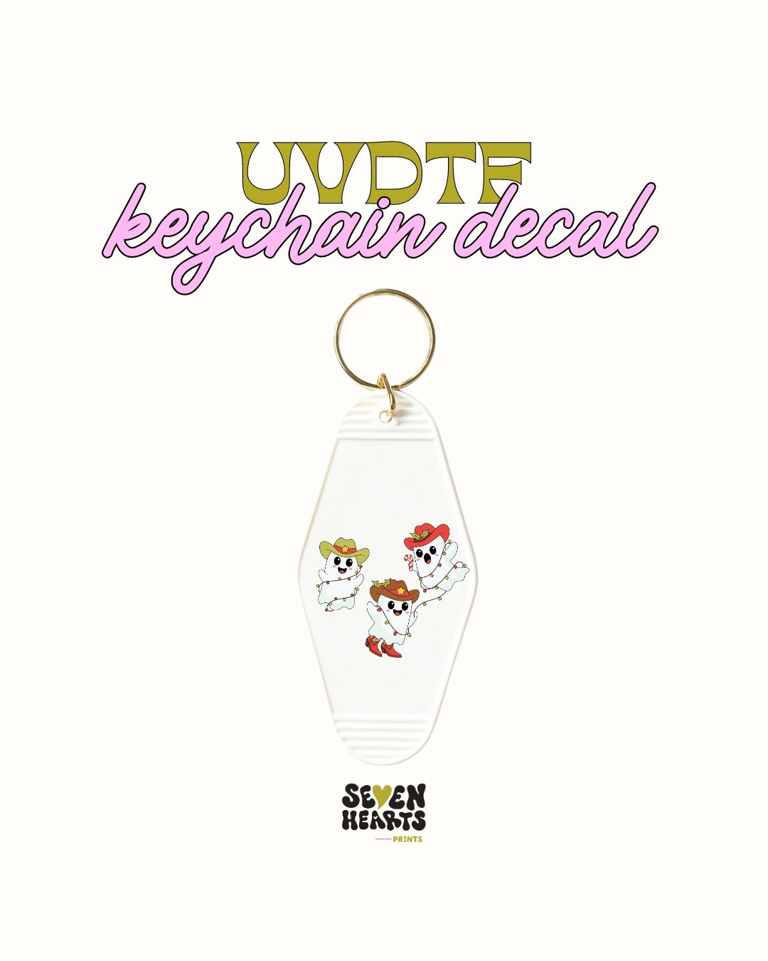 Three ghostys - Keychain Decal Set of 5 UVDTF