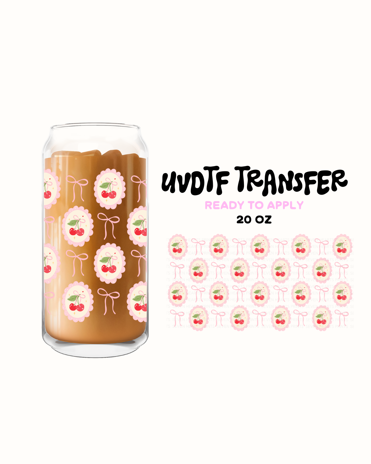 Cherry bow - UVDTF 20oz Cup Wrap
