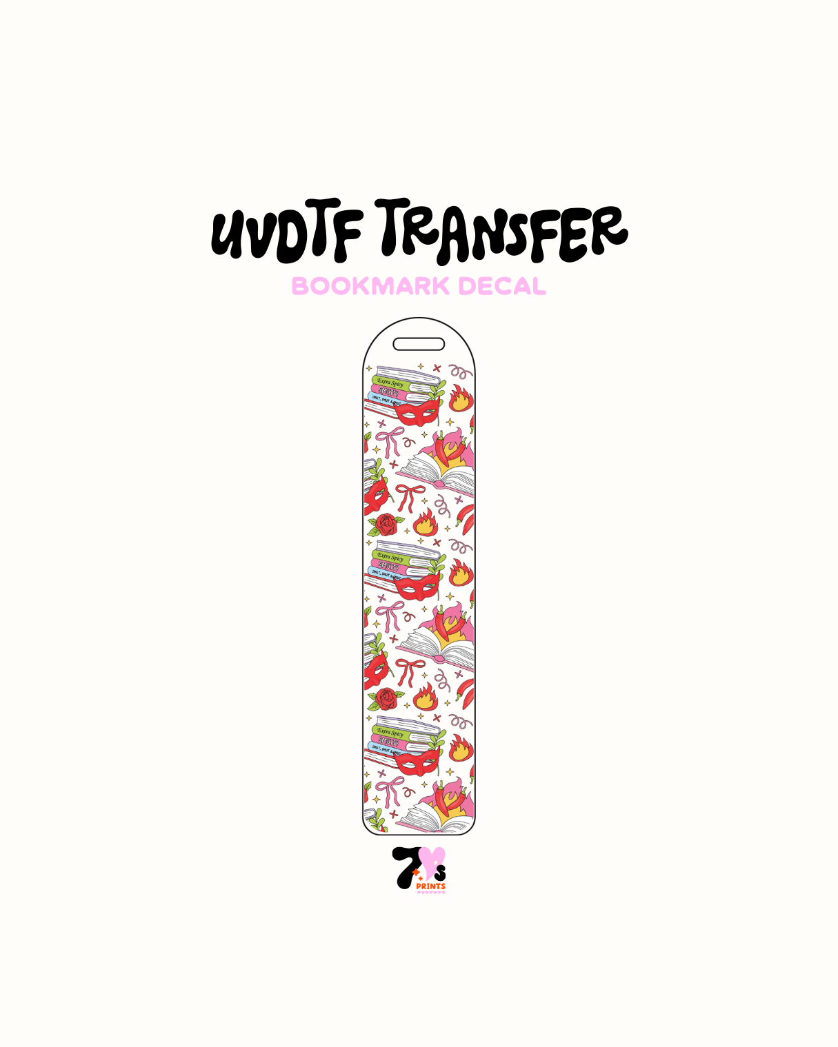 Fire books and roses - UVDTF Bookmark Decal