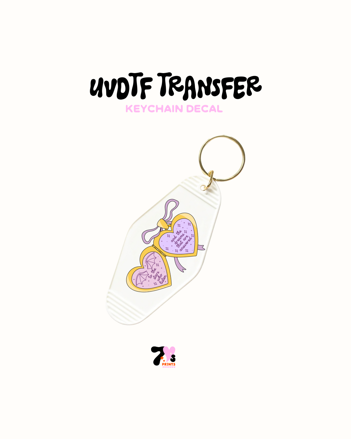 Purple Hearts and bows - UVDTF Keychain