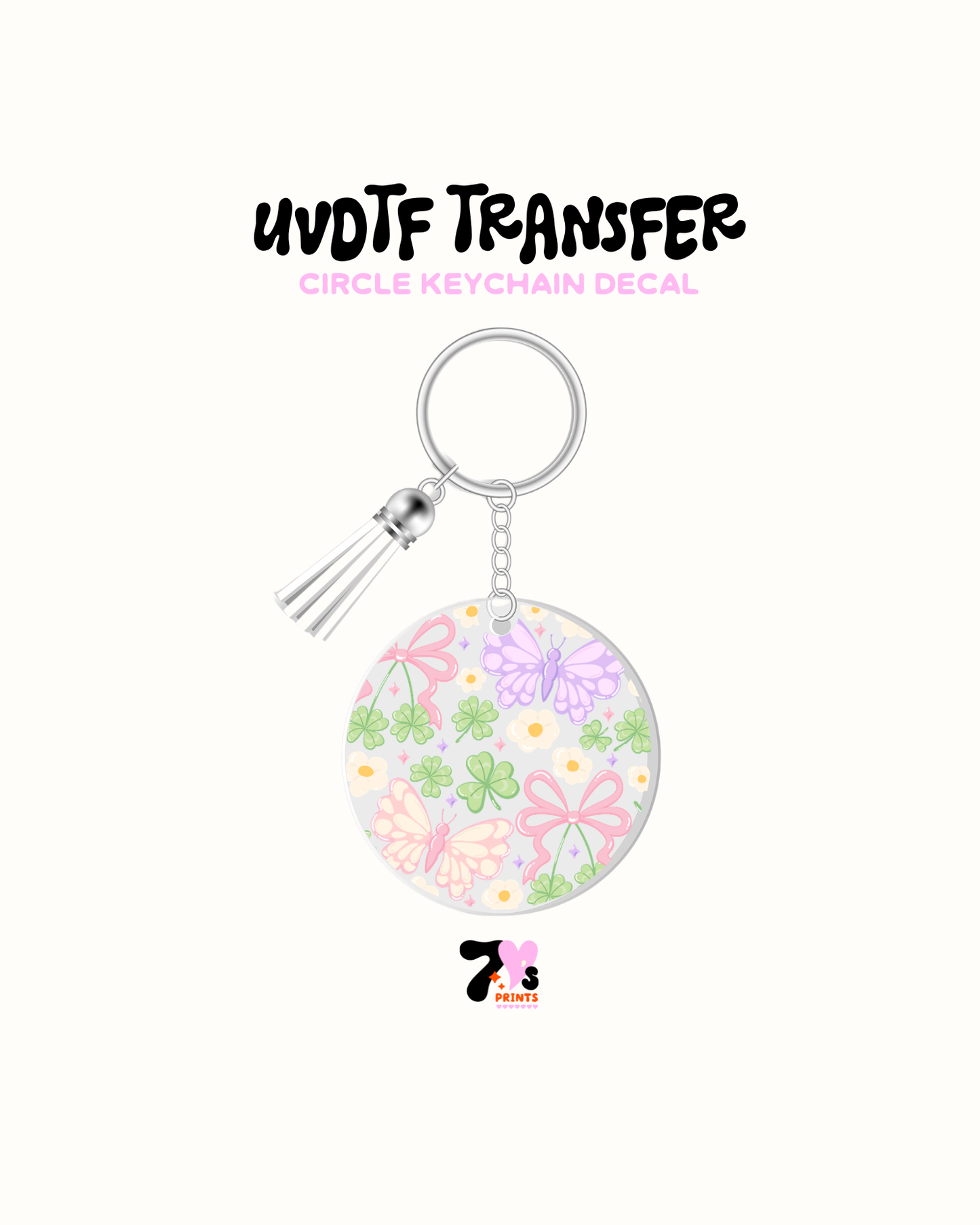 Spring Butterflies and Bows - Round Keychain Set of 5