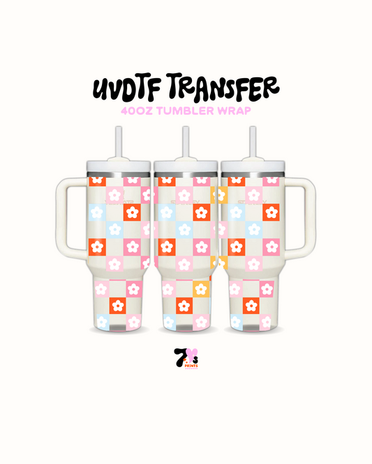 Checkered and Flowers - UVDTF Wrap