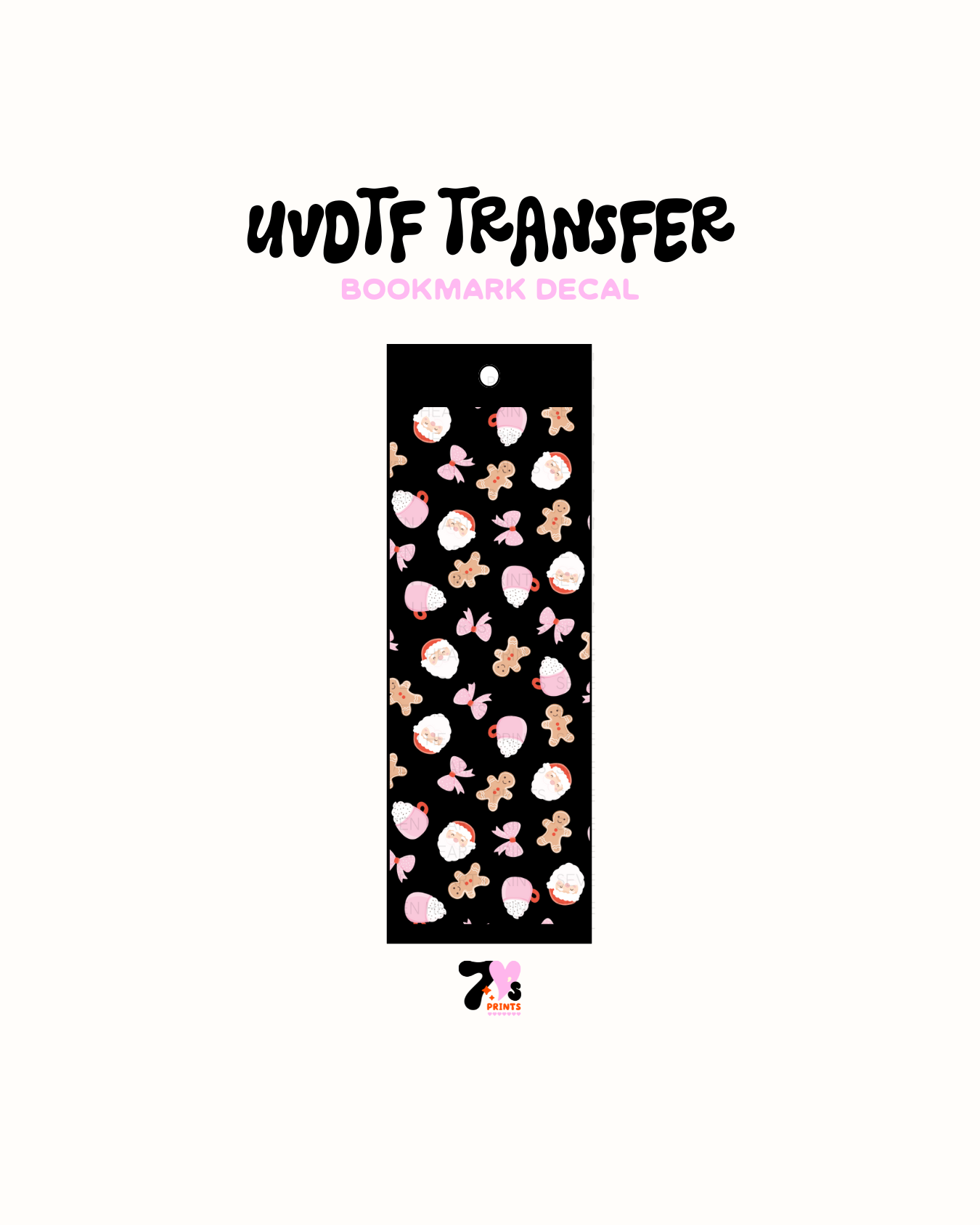 Santa and Bows - UVDTF Bookmark Decal