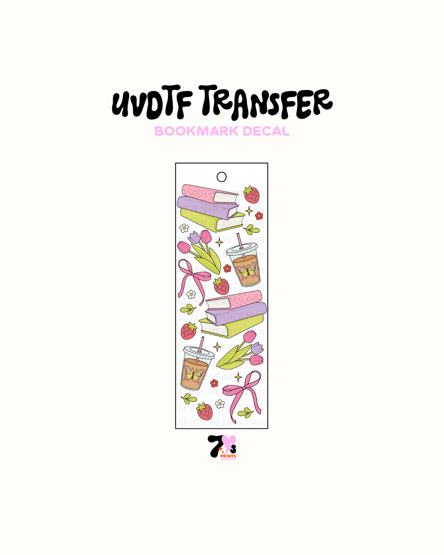 cute Books and Coffees - UVDTF Bookmark Decal