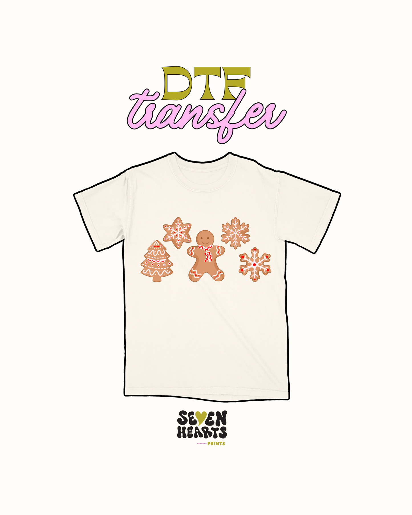 Ginger bread snow flakes - DTF Transfer