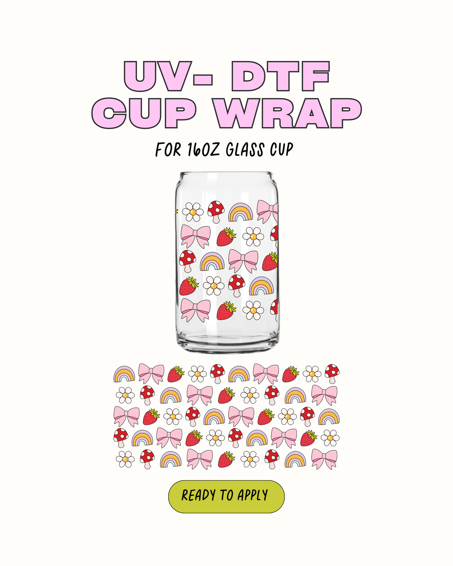 Mushies rainbows and bows - UVDTF