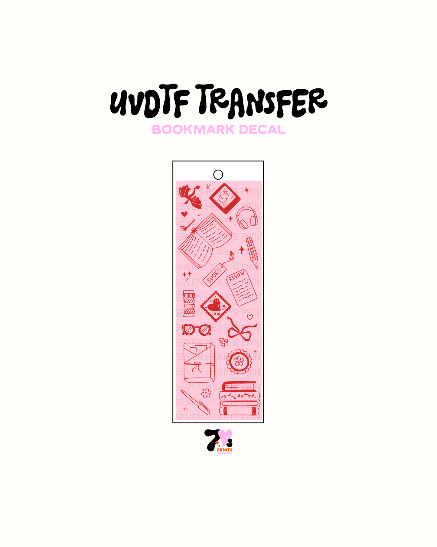 Book Lover (Pink) - UVDTF Bookmark Decal
