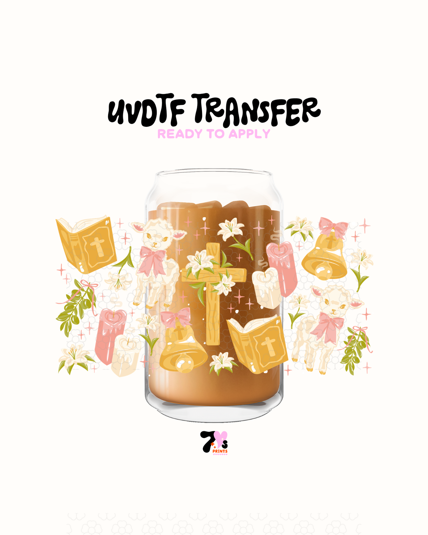 Baby lamb with pink bow - UVDTF Wrap