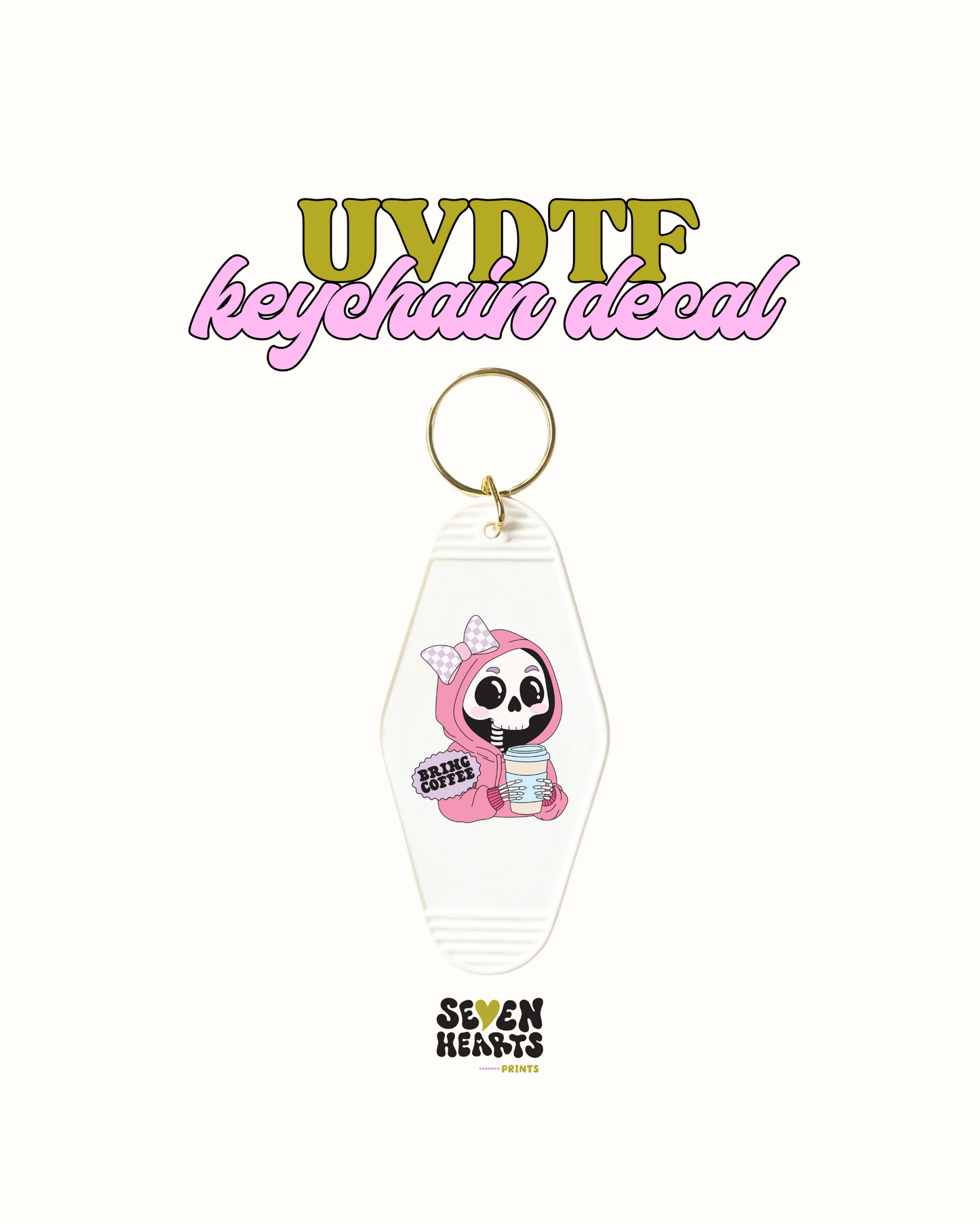 Traer café - Juego de calcomanías de llavero de 5