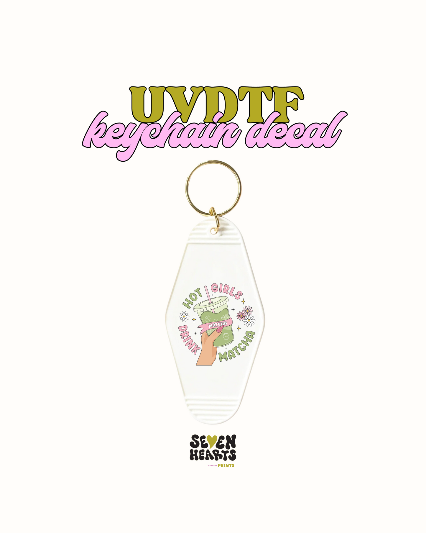 Hot gir drink matcha - UVDTF Keychain