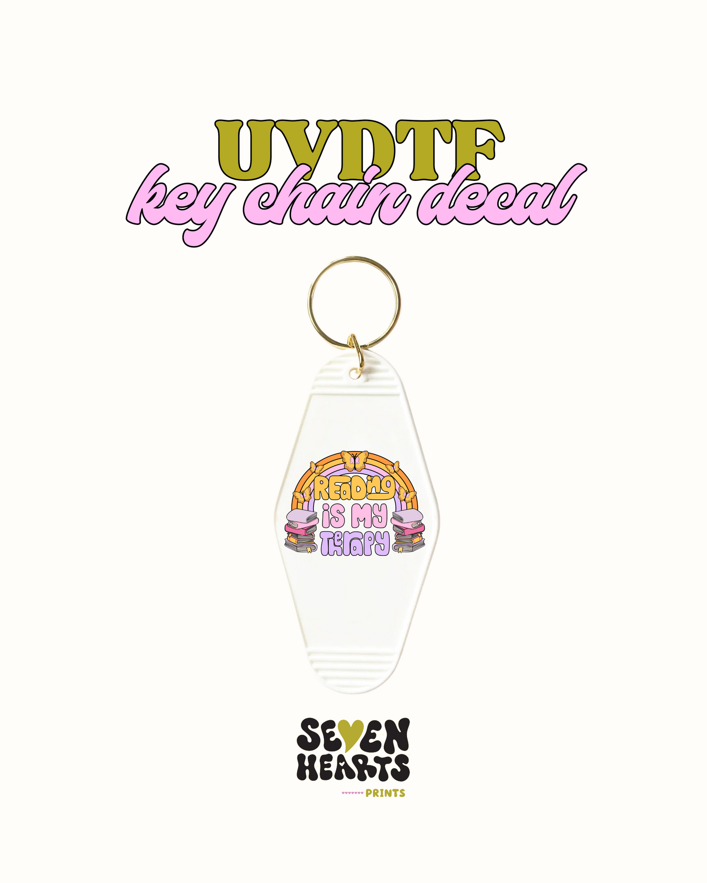 La lectura es mi terapia - Juego de calcomanías de llavero de 5