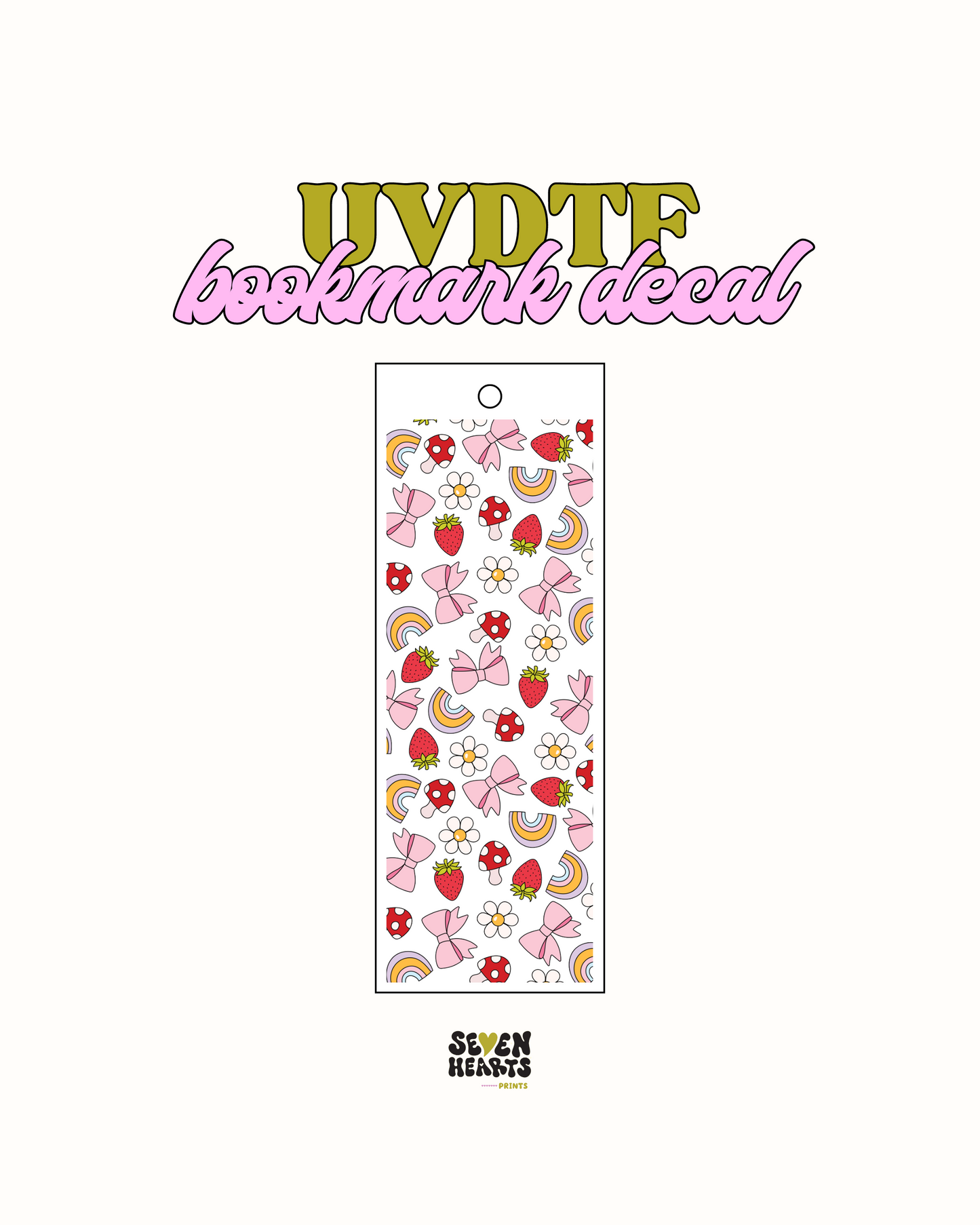 Strawberry and rainbows - UVDTF Bookmark Decal