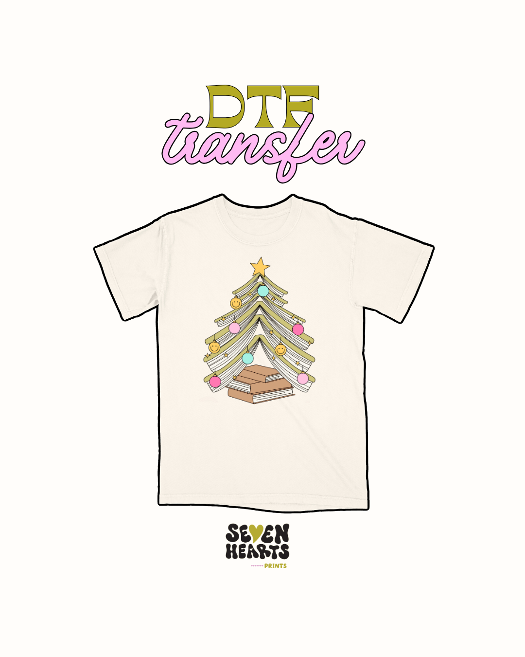 X mas tree and books - DTF Transfer