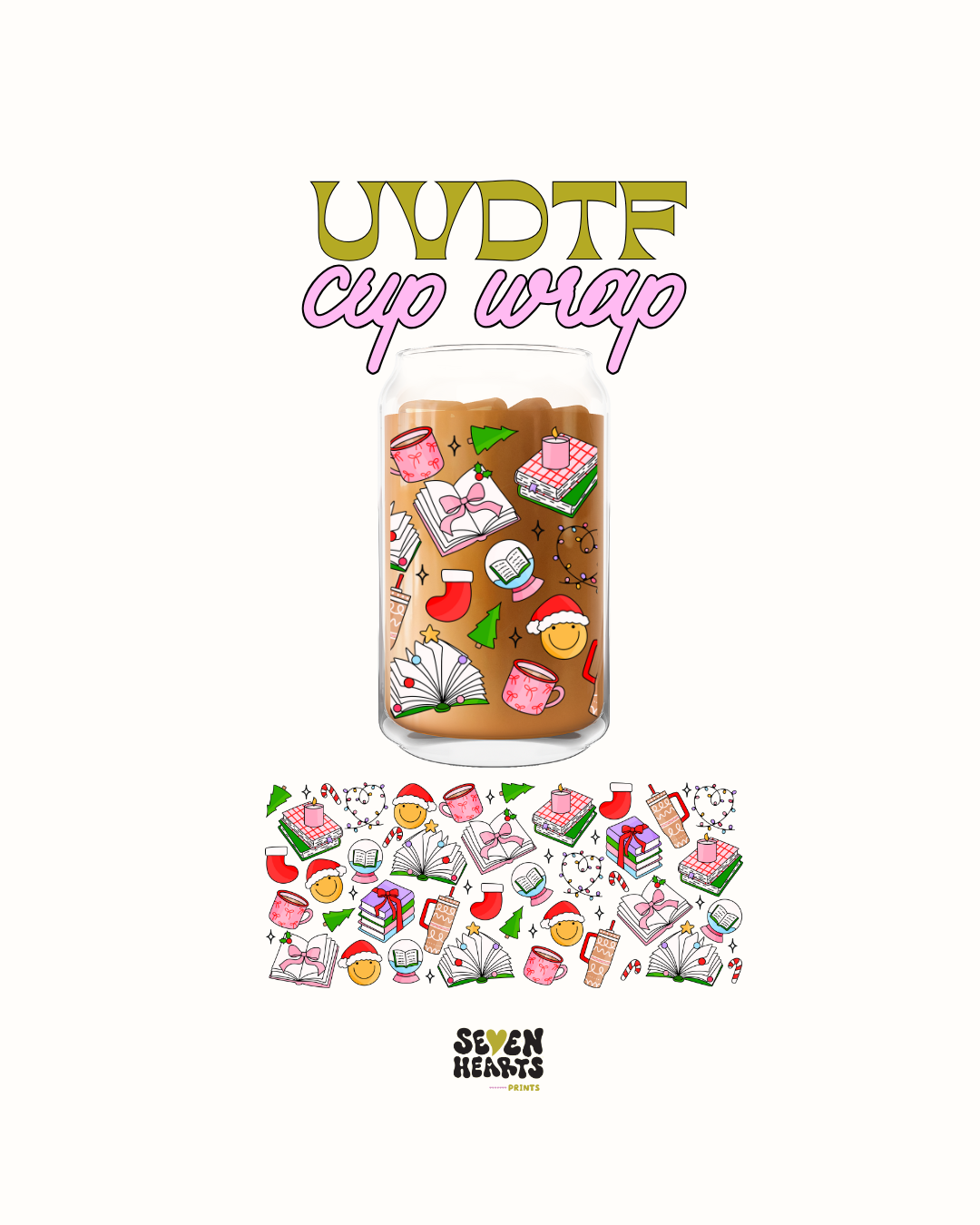 Books happy face with stakings- UVDTF Decal