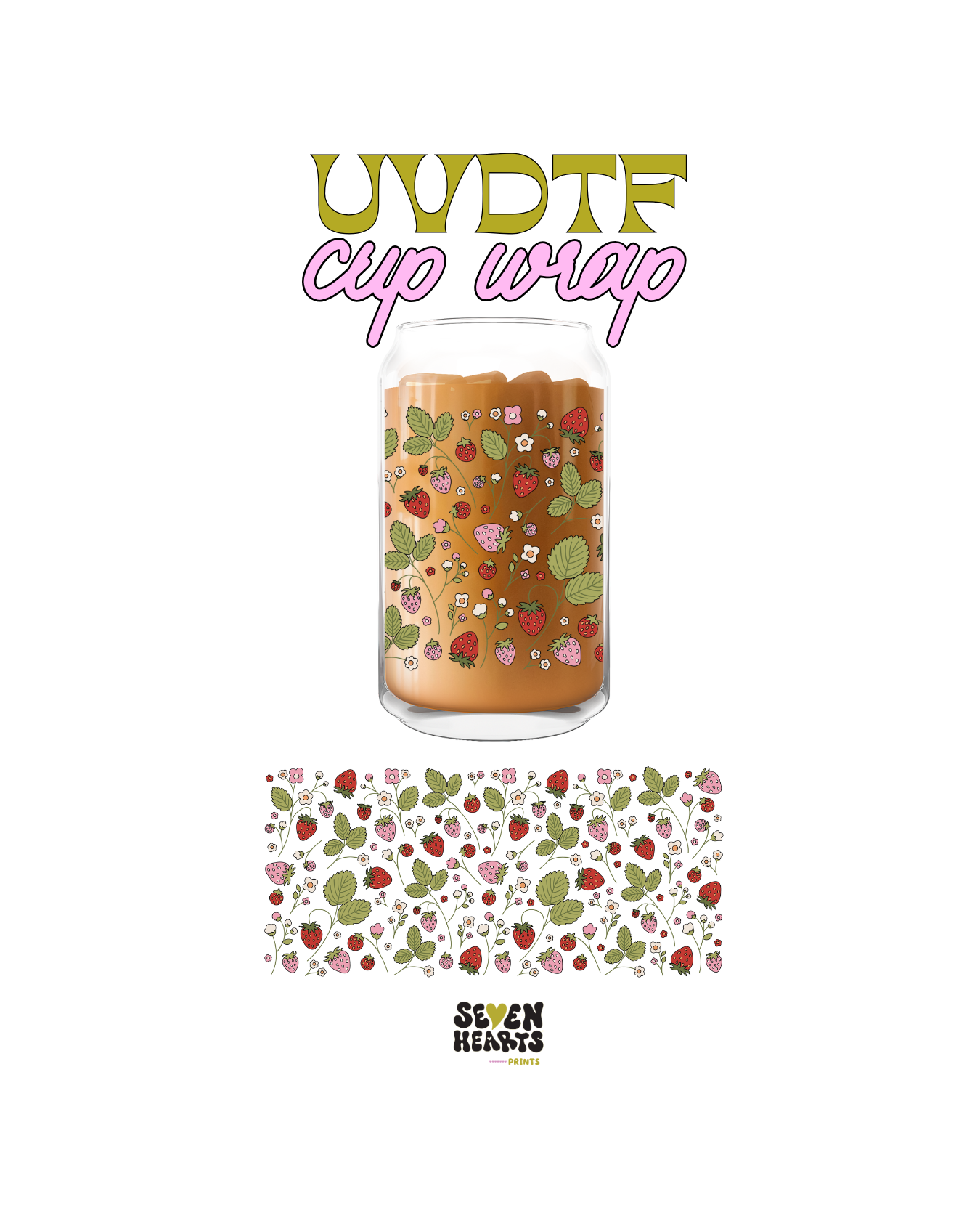 Strawberries and flowers- UVDTF