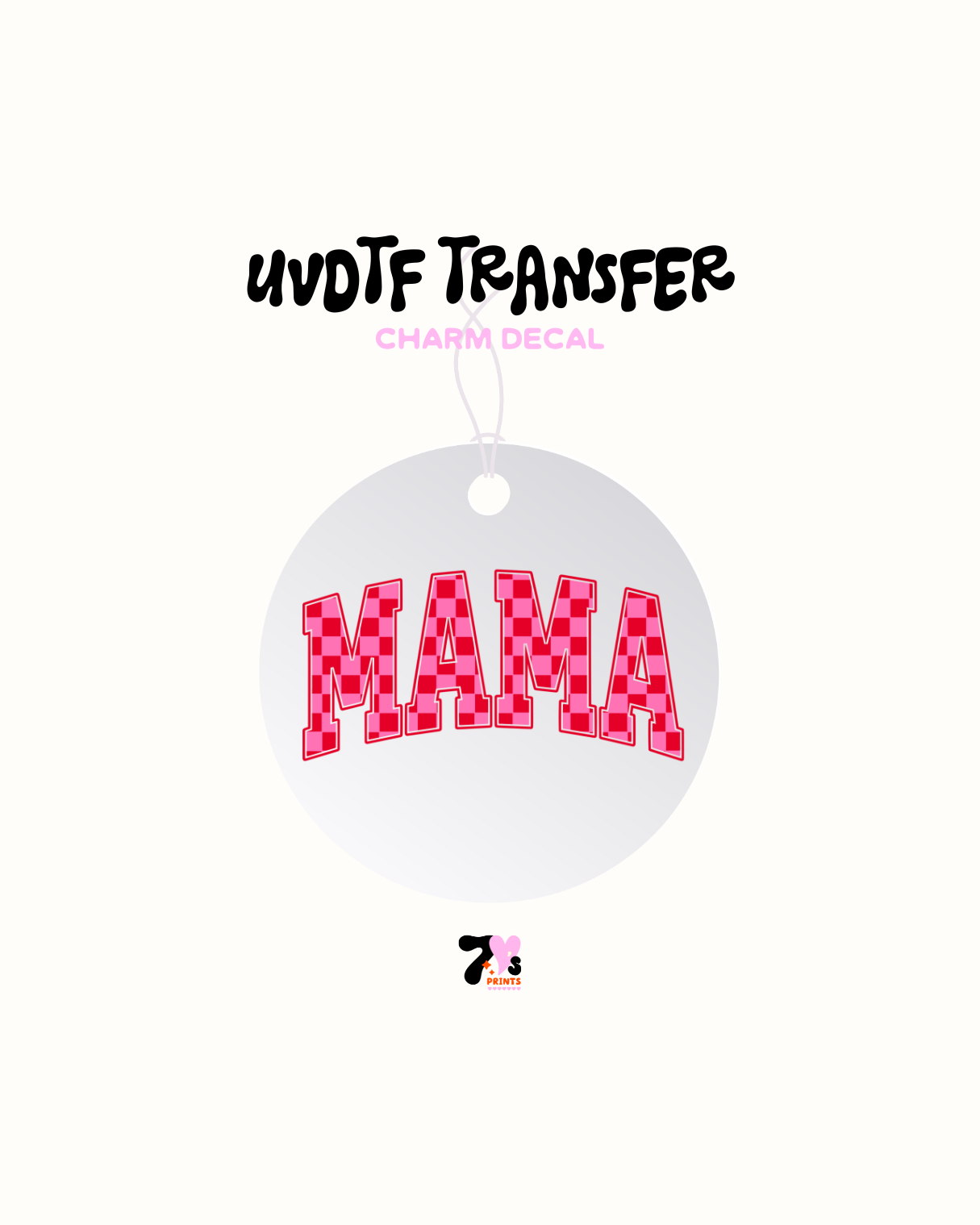 Mama chekers pink - Car Charm Decal UVDTF