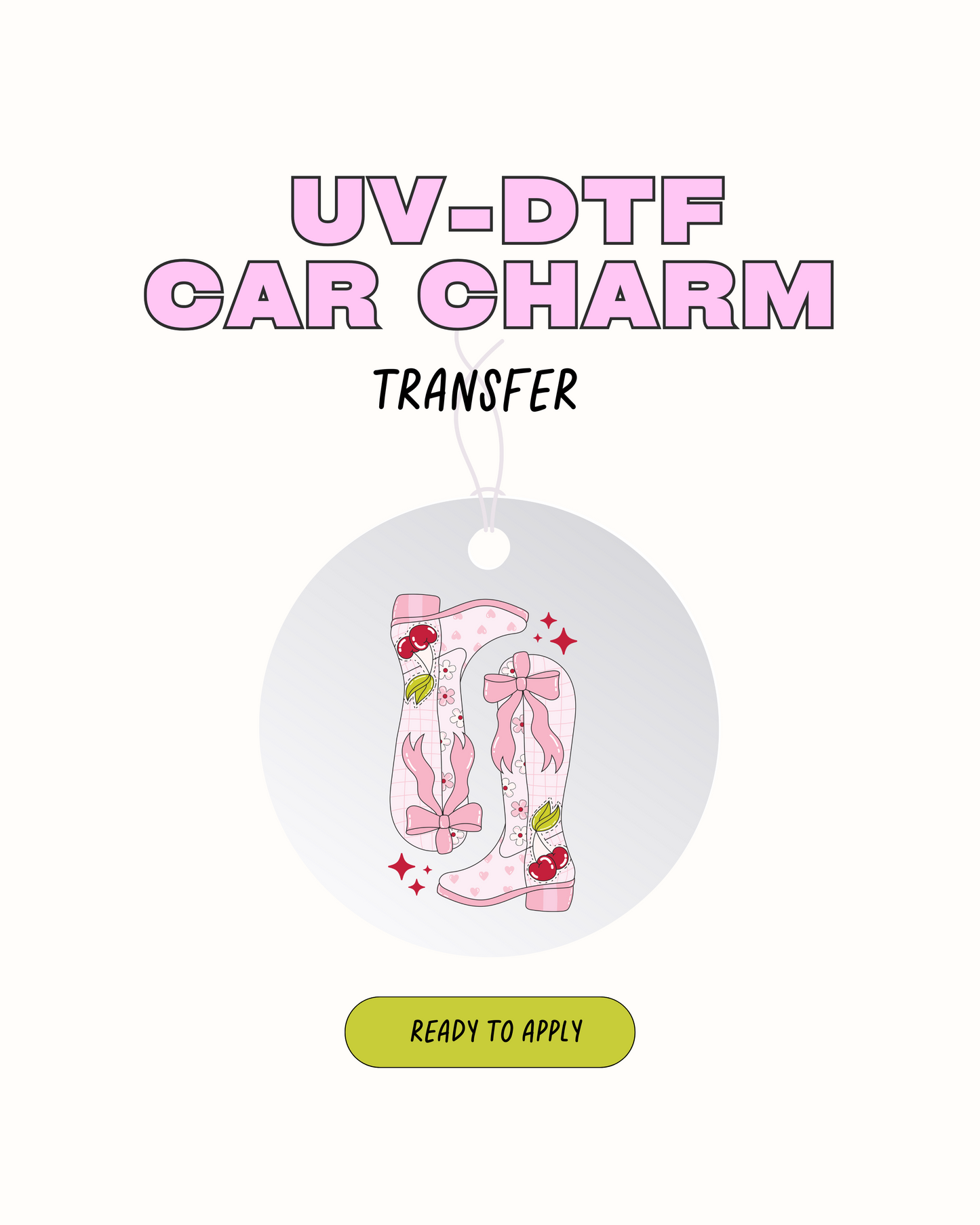 Cute Pink Cowgirl Boots - Car Charm Decal