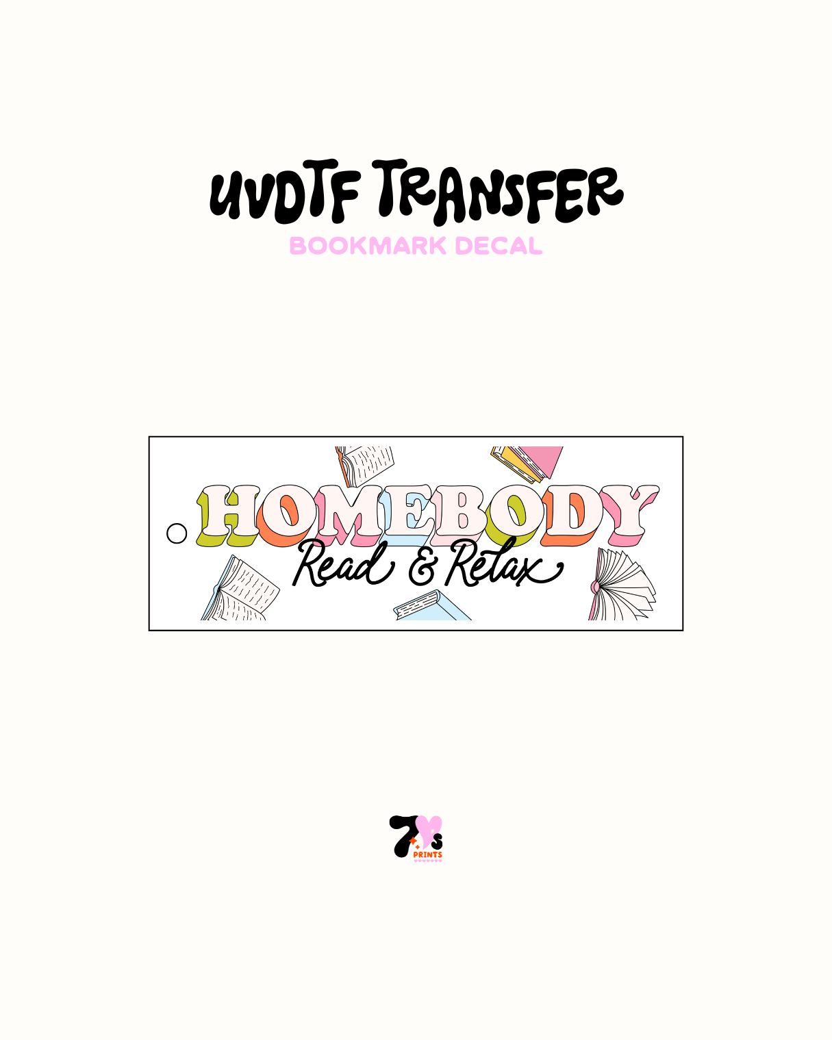 Home body read relax- UVDTF Bookmark Decal
