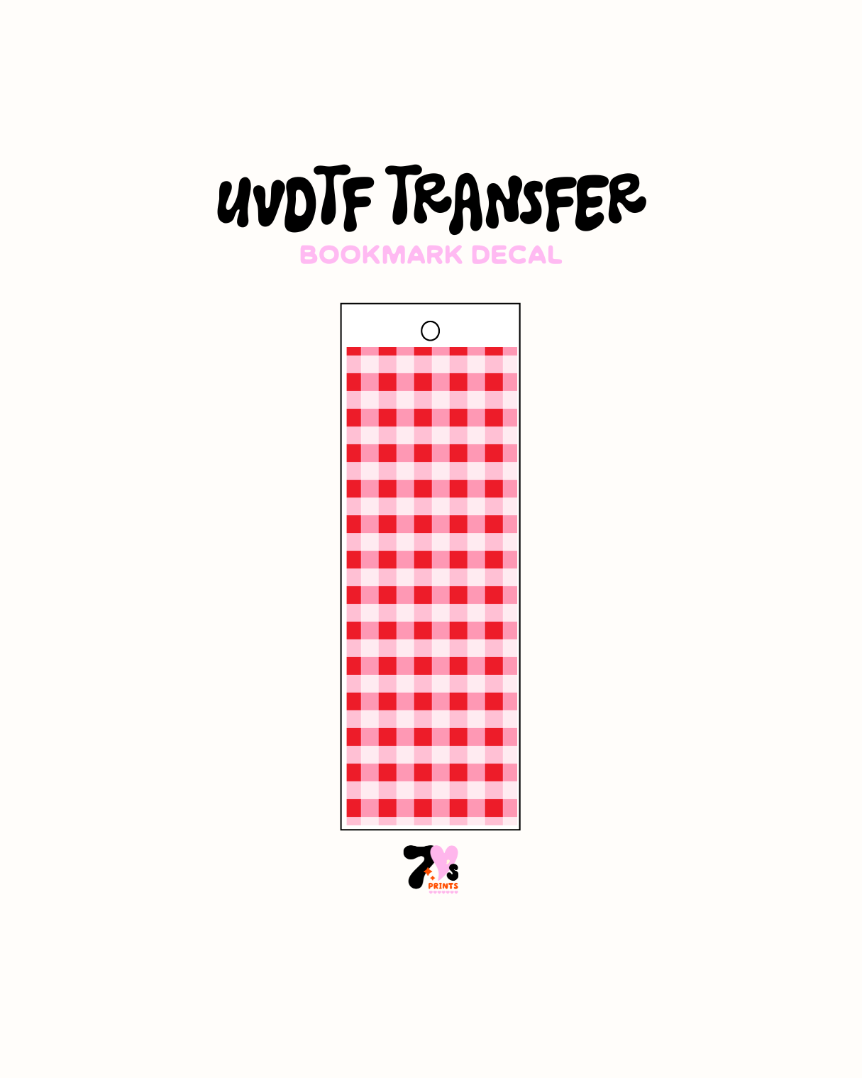 Pink and Red Checkered - UVDTF Bookmark Decal