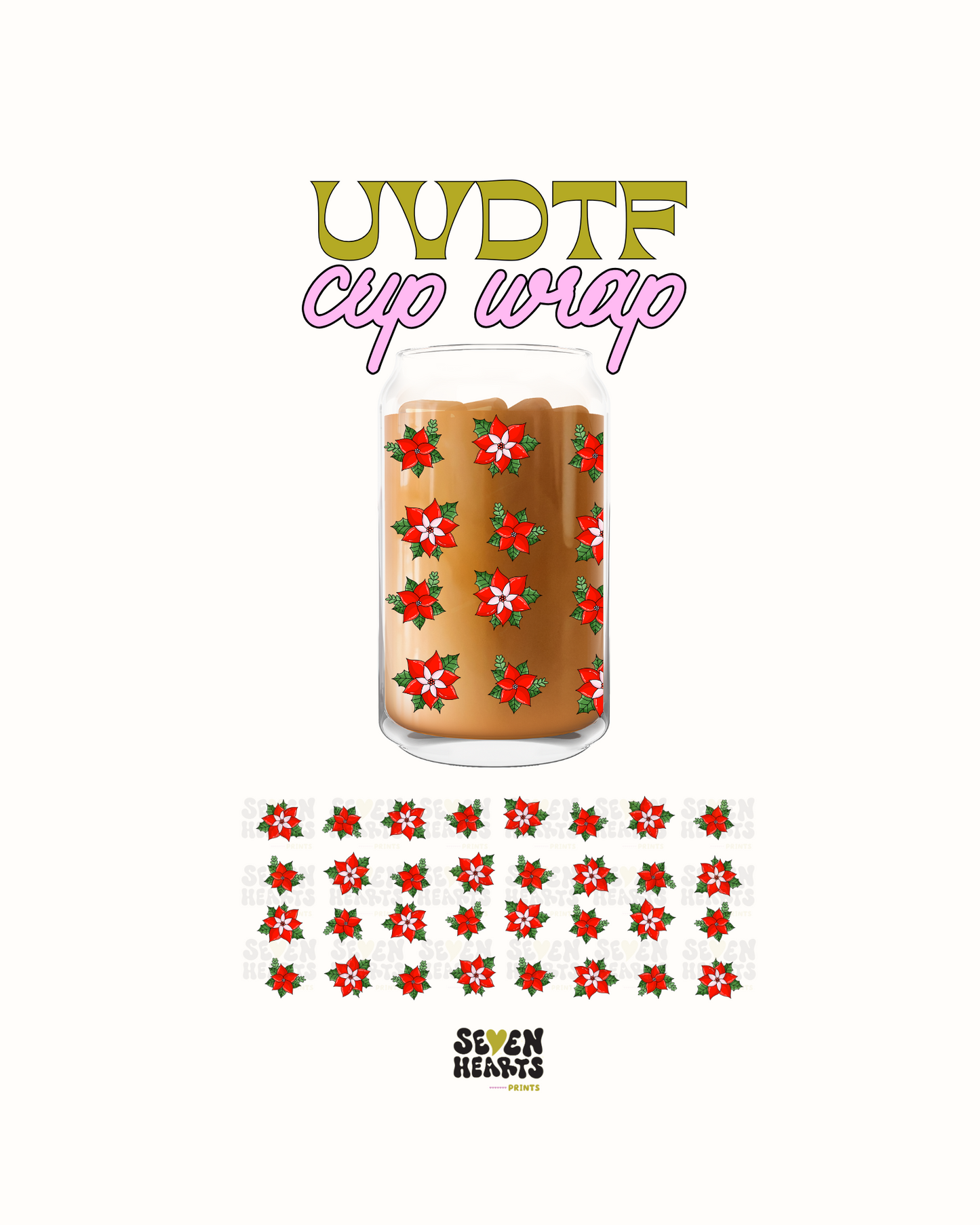 Red Christmas flowers- UVDTF Cup Wrap