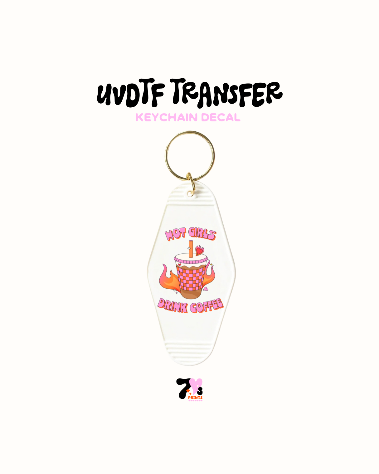 Hot girls drinks coffee - UVDTF Keychain