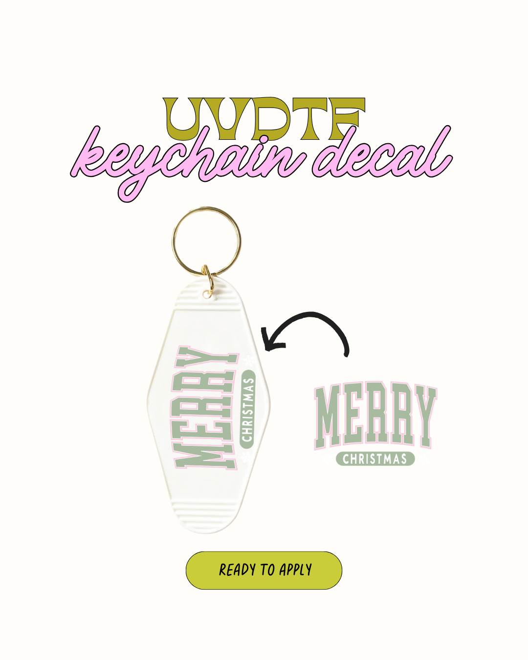 Merry Christmas - Keychain Decal Set of 5 UVDTF