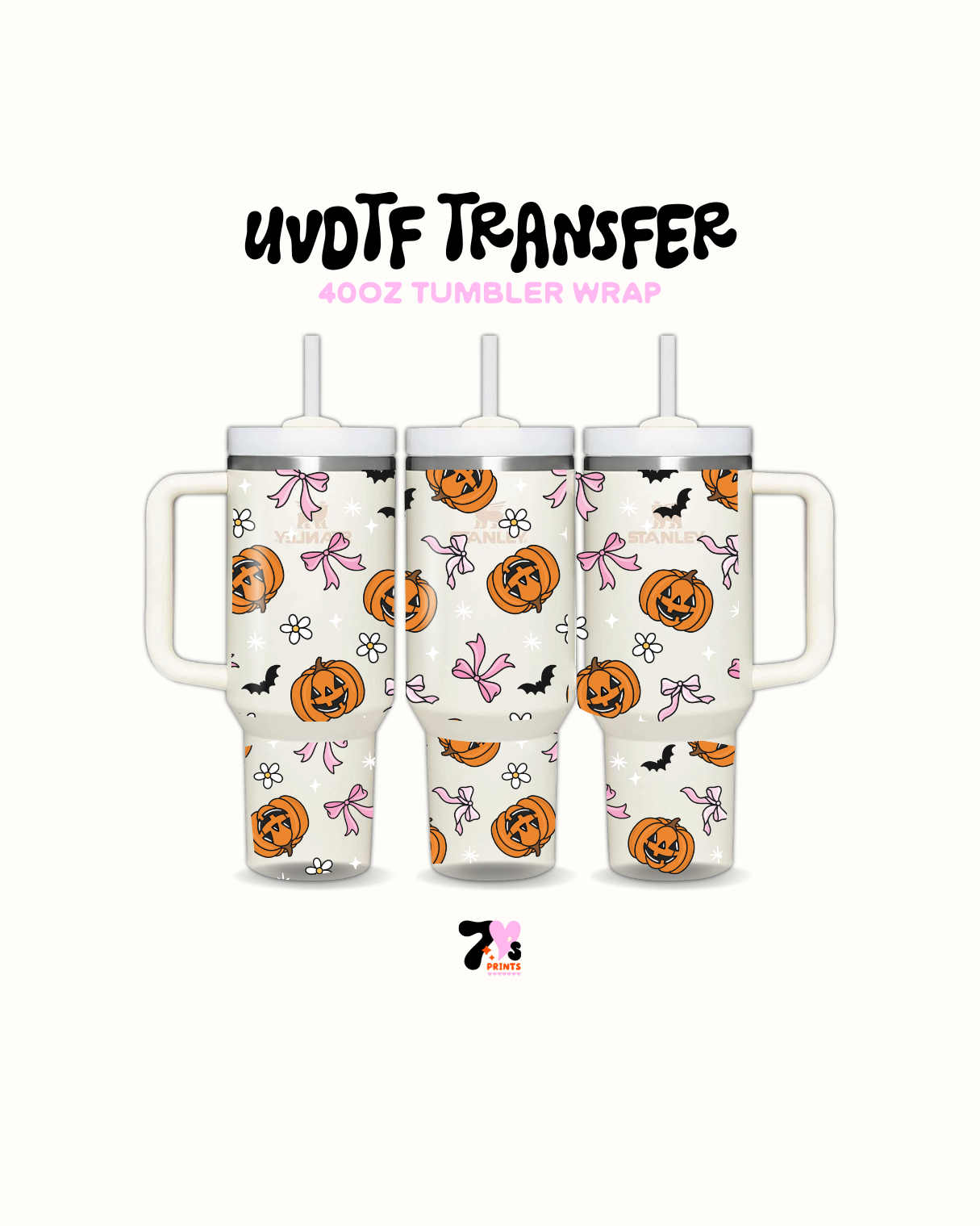 Pumpkin and pink bows - UVDTF Wrap