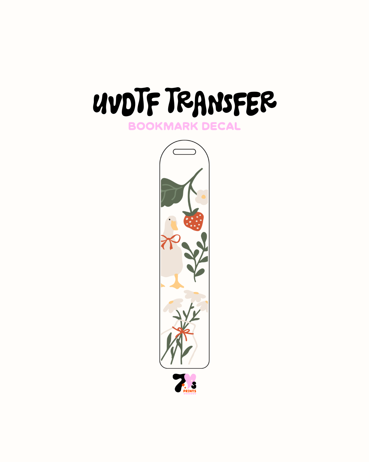 Goose and flowers - UVDTF Bookmark Decal